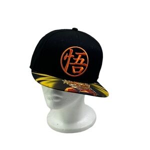 Dragon Ball Z Goku Kanji Super Saiyau Snap Back Flat Brim Hat Baseball Cap